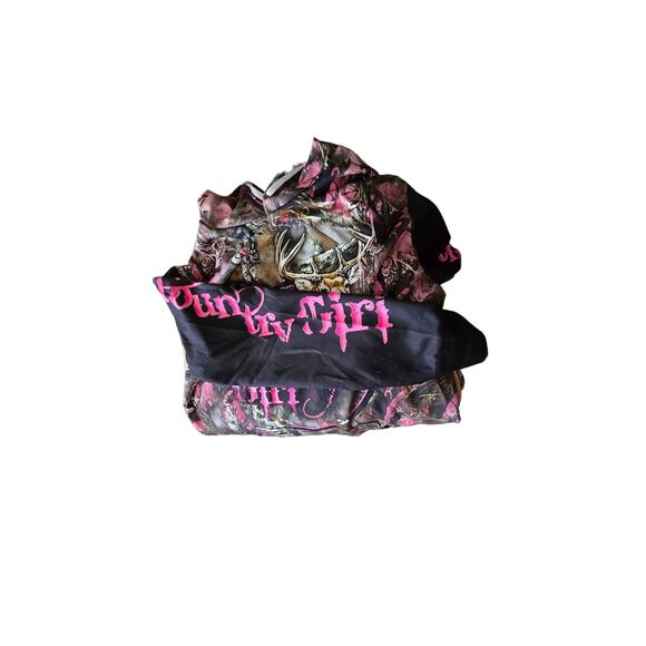 Country Girl Camo Pink Polyester Outdoor Hoodie Size L 24" Pit to Pit - Picture 4 of 4